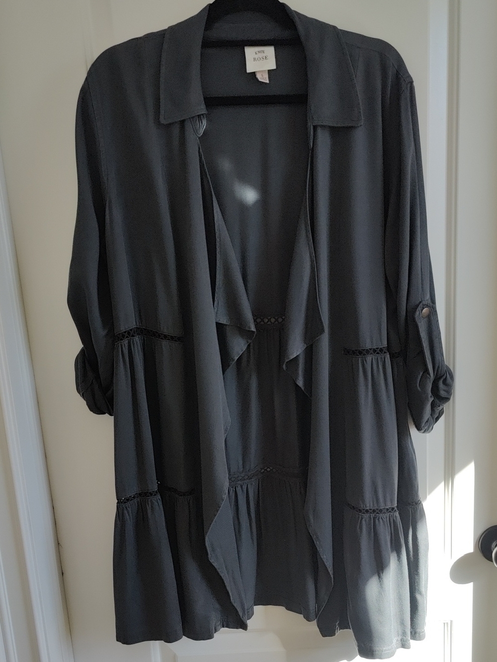 Knox Rose Gray Open-Front Layering Cardigan